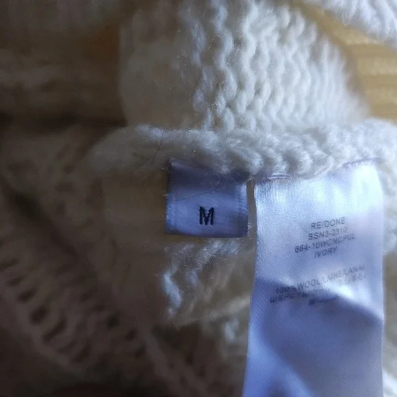 RE/DONE Natural Crewneck Cable Knit Pullover Sweater Medium Preppy Cabin NWT$495 - Picture 12 of 12